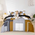thumbnail image 3 of Homewish Patchwork Geometric Square Twin Duvet Cover,Aesthetic Artwork Twin Bedding,Yellow Gray,Black Reversible,2 Pieces,1 Duvet Cover and 1 Pillowcase, 3 of 6
