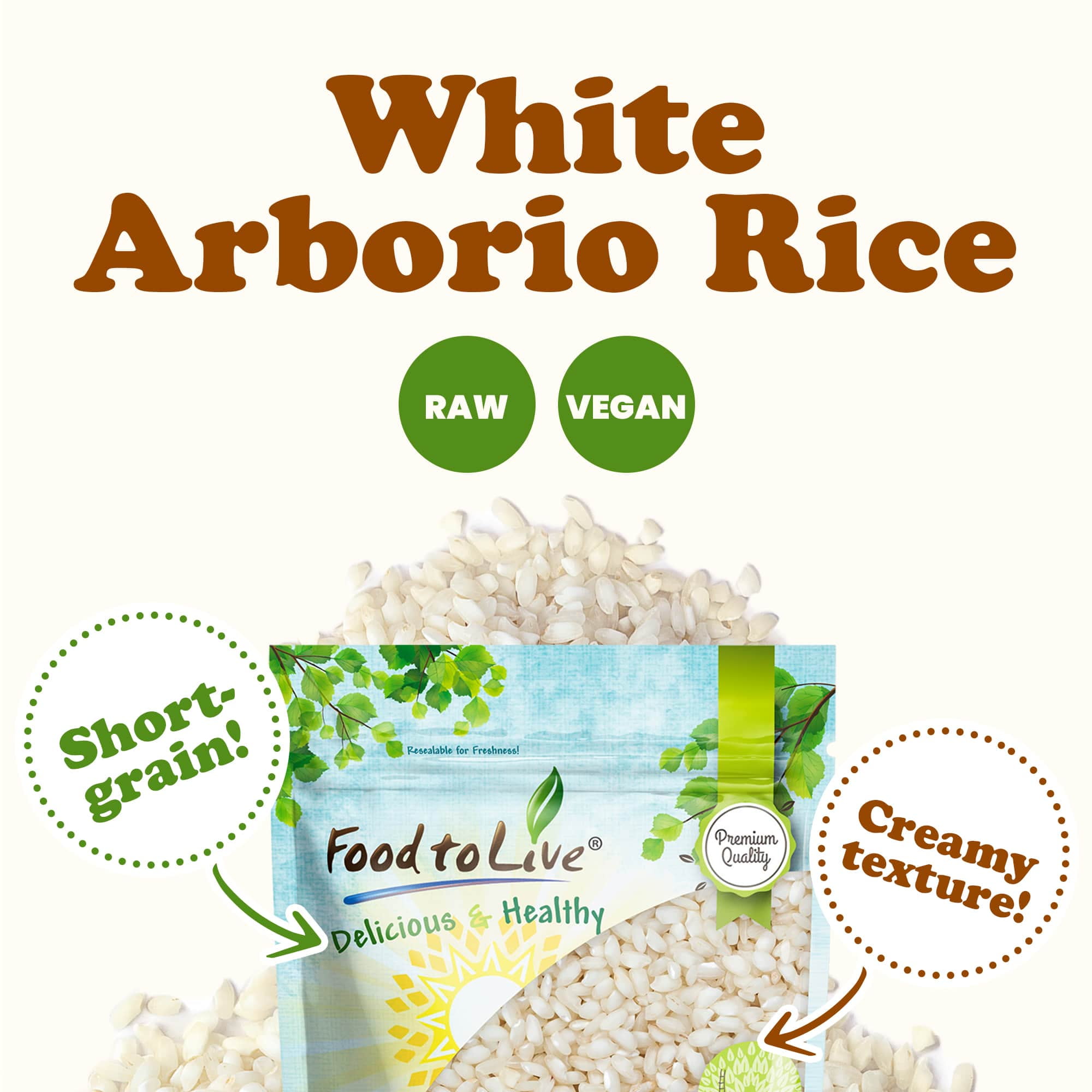 Food to Live Italian Arborio White Rice, 10 Pounds – Short-Grain White Rice Variety, Superfino, Vegan, Kosher