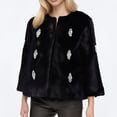 thumbnail image 2 of Imperméable pour Femmes, Veste Courte Douce à Manches Longues Noire, 2 of 6