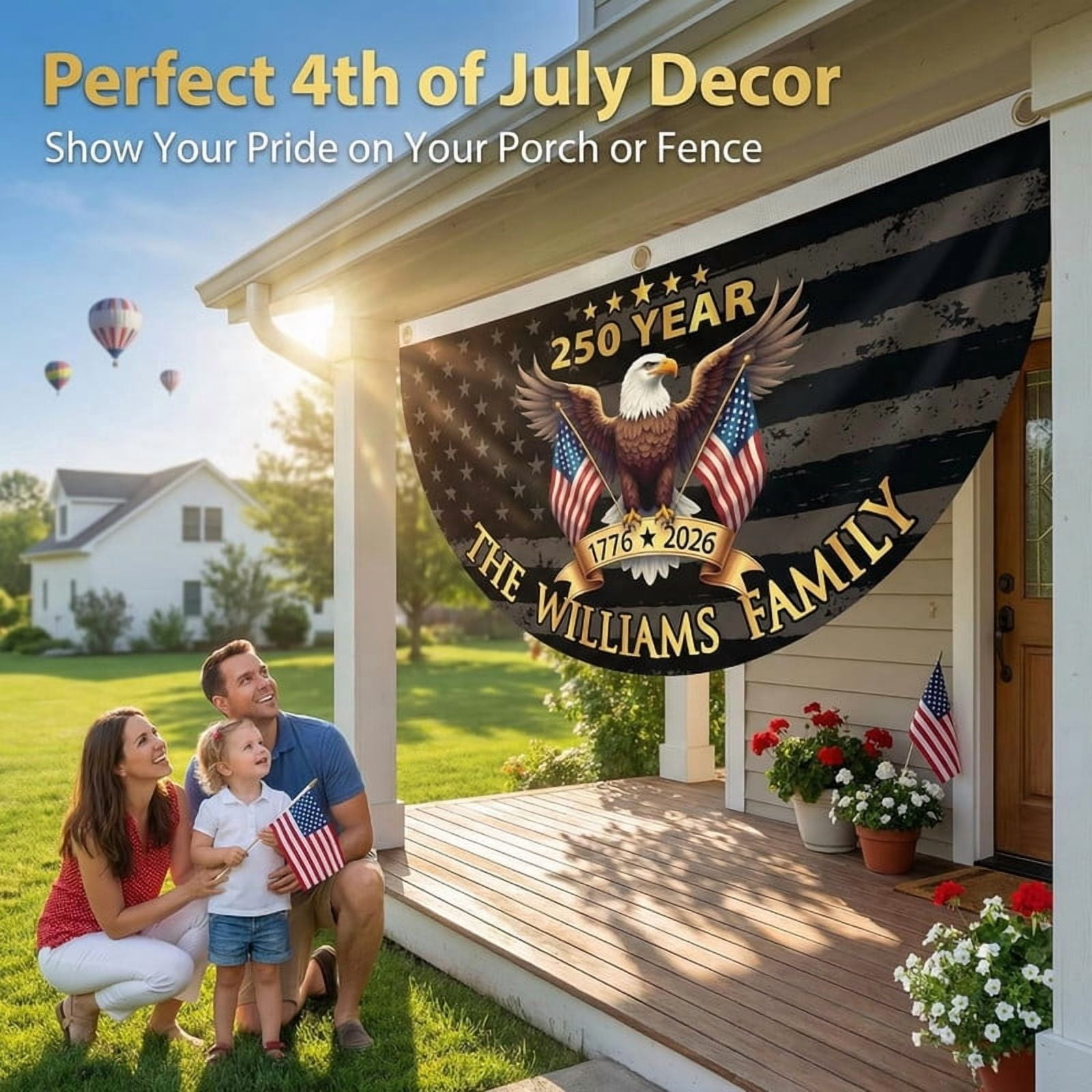 Win s Way 250th Anniversary Banner, Patriotic Decoration Flag 1776-2026 Polyester Indoor Outdoor Hanging Banner for July 4th Party Decor