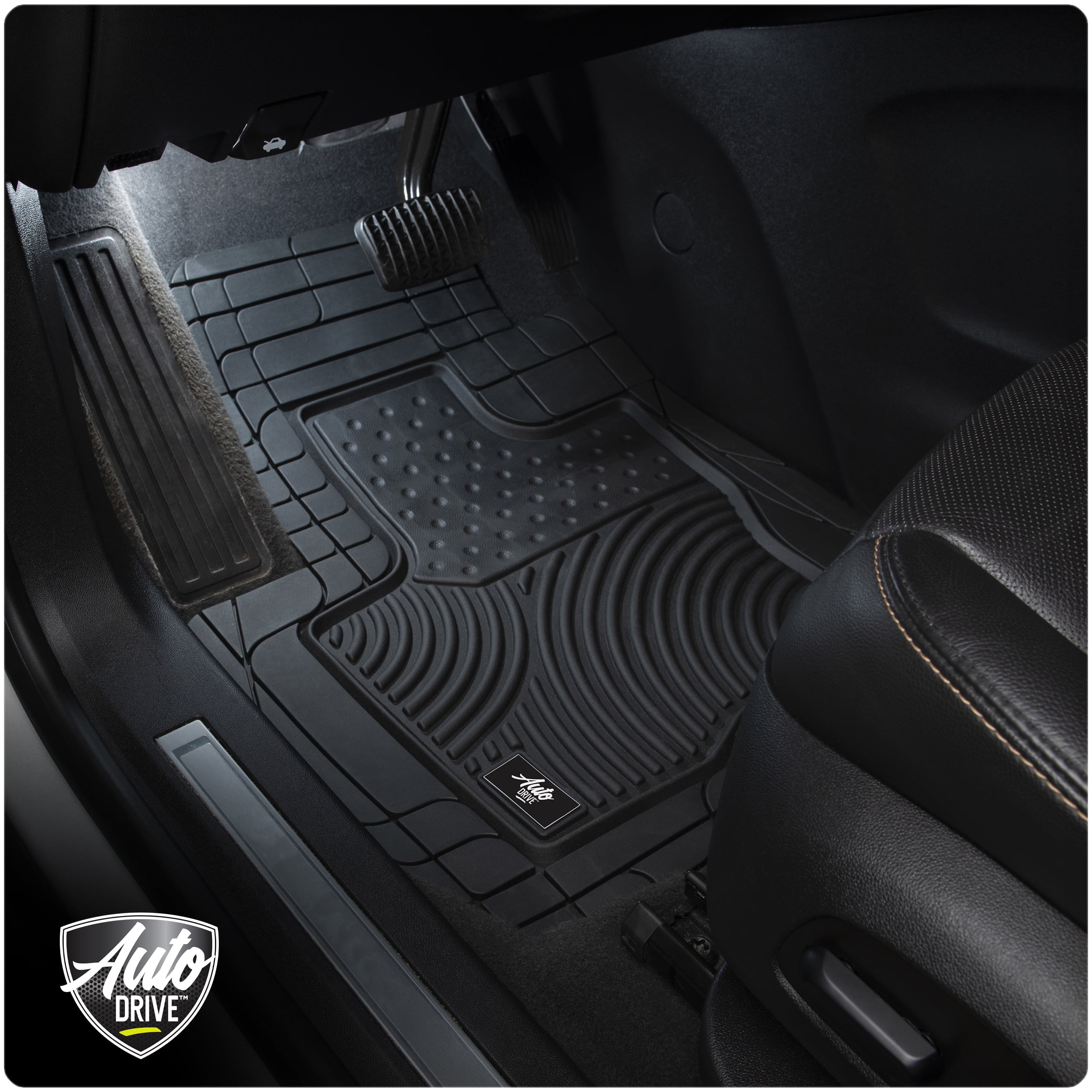 Auto Drive 4 Piece Black Custom Fit Rubber Floor Mats for SUV and Crossover, 82321WDI