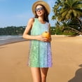 thumbnail image 3 of Lsque Beautiful Glitter Pattern Summer Dresses for Women – Sleeveless T-Shirt Swing Sundress, Perfect for the Beach and Casual Days, 3 of 7