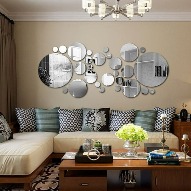 82 Pieces Removable Mirror Wall Stickers Acrylic Mirror Setting