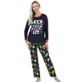 thumbnail image 3 of "Let’s Get Lit" Family Christmas Pajamas Matching Sets – 2 Piece Holiday Xmas PJs with Christmas Light Print, Festive Sleepwear Outfits for Couples and Families, 3 of 5