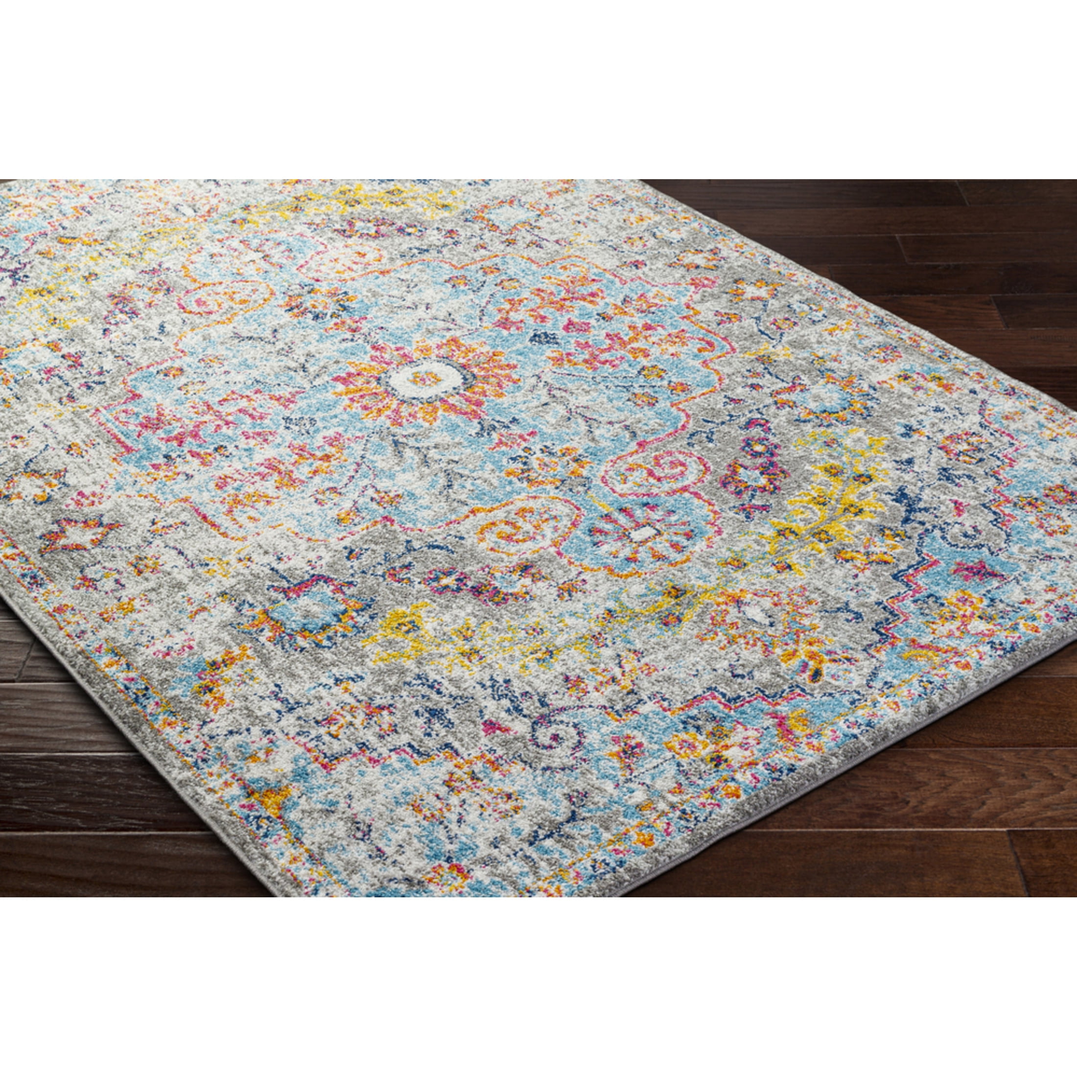 Livabliss Harput Vintage Medallion Area Rug,5'3" x 7'3",Aqua