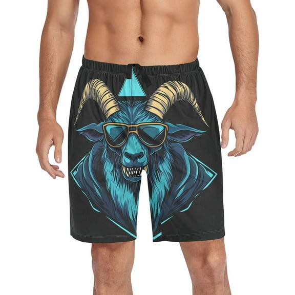 joogoo Mens Swim Trunks Cool Goat Beach Shorts Drawstring Elastic Waist Swimwear Bathing Suits L
