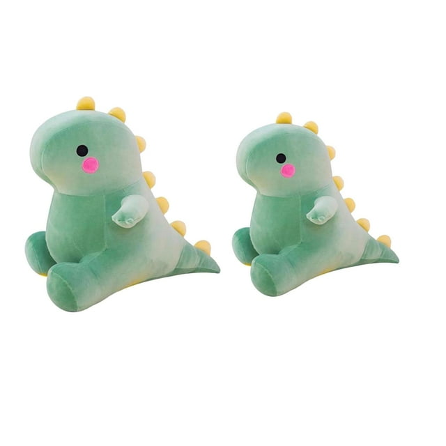 2 piezas de peluche de dinosaurio de dibujos animados para niños, almohada de peluche verde