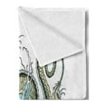 thumbnail image 2 of Japanese Dragon Soft Flannel Fleece Throw Blanket, Far Eastern Water Dragon Splashing Waves Creature, Cozy Plush for Indoor and Outdoor Use, 50" x 70", Pale Green Vermilion, by Ambesonne, 2 of 5