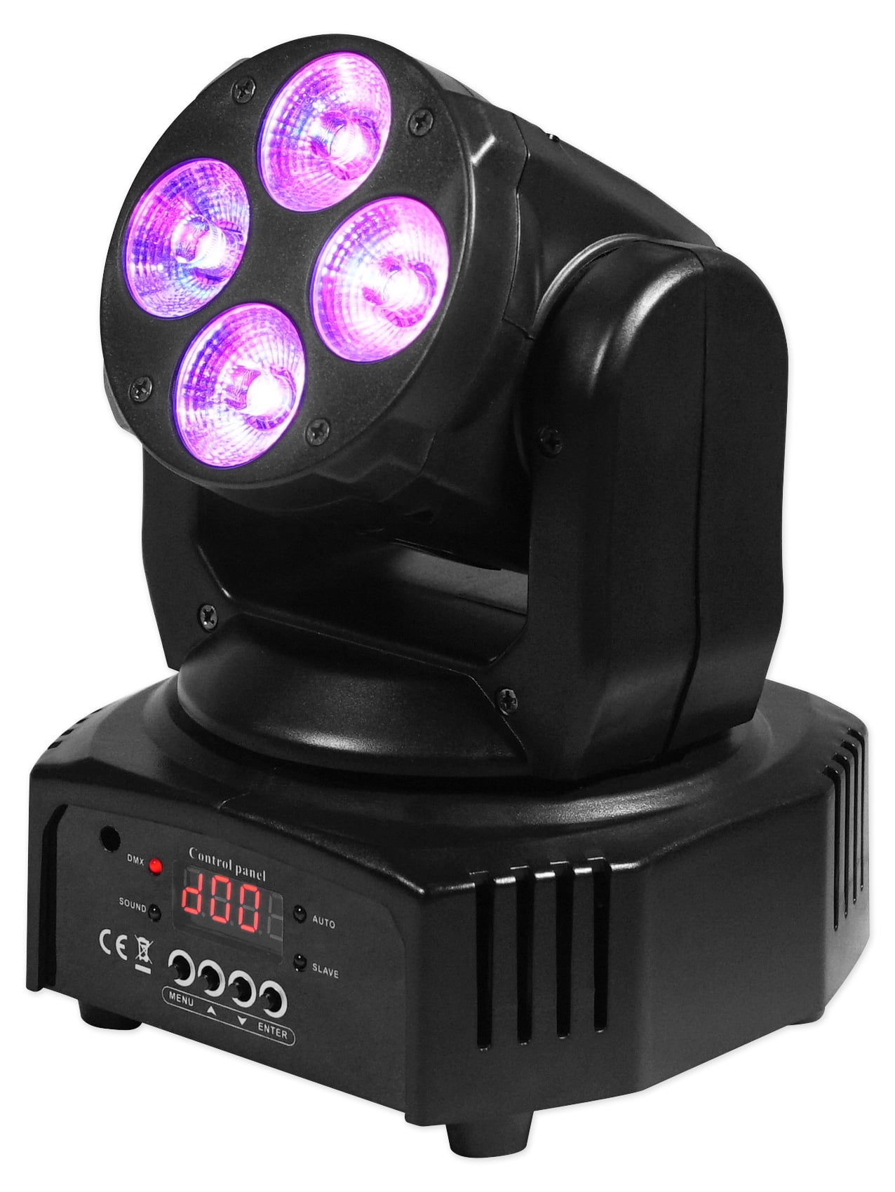 (4) Rockville RockOn-7 40w RGBW Moving Head Wash DMX Stage Club Light+Bag+Cables
