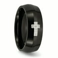 thumbnail image 5 of Stainless Steel Black IP-plated w/Diamond Cross Ring, 5 of 11