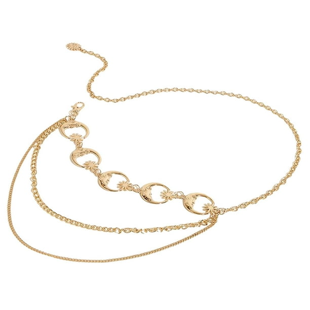 Cinturón de cadena de cintura de moda para mujer cintura vestido traje pantalones Estilo B Dorado Macarena Cadena de la cintura