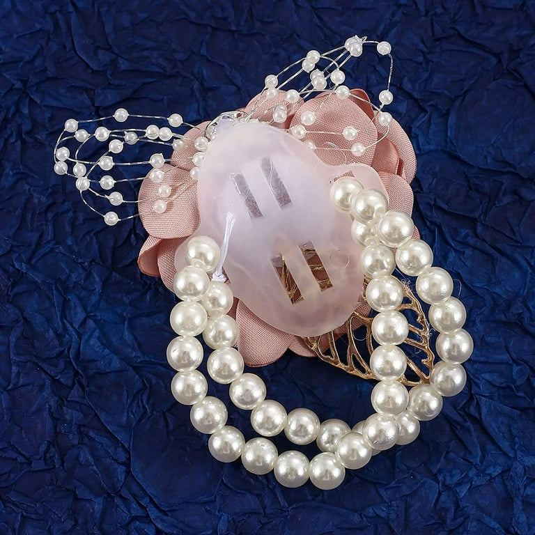 FANHAN Wrist Corsage Artificial Wrist Pink Rose Corsage Bride