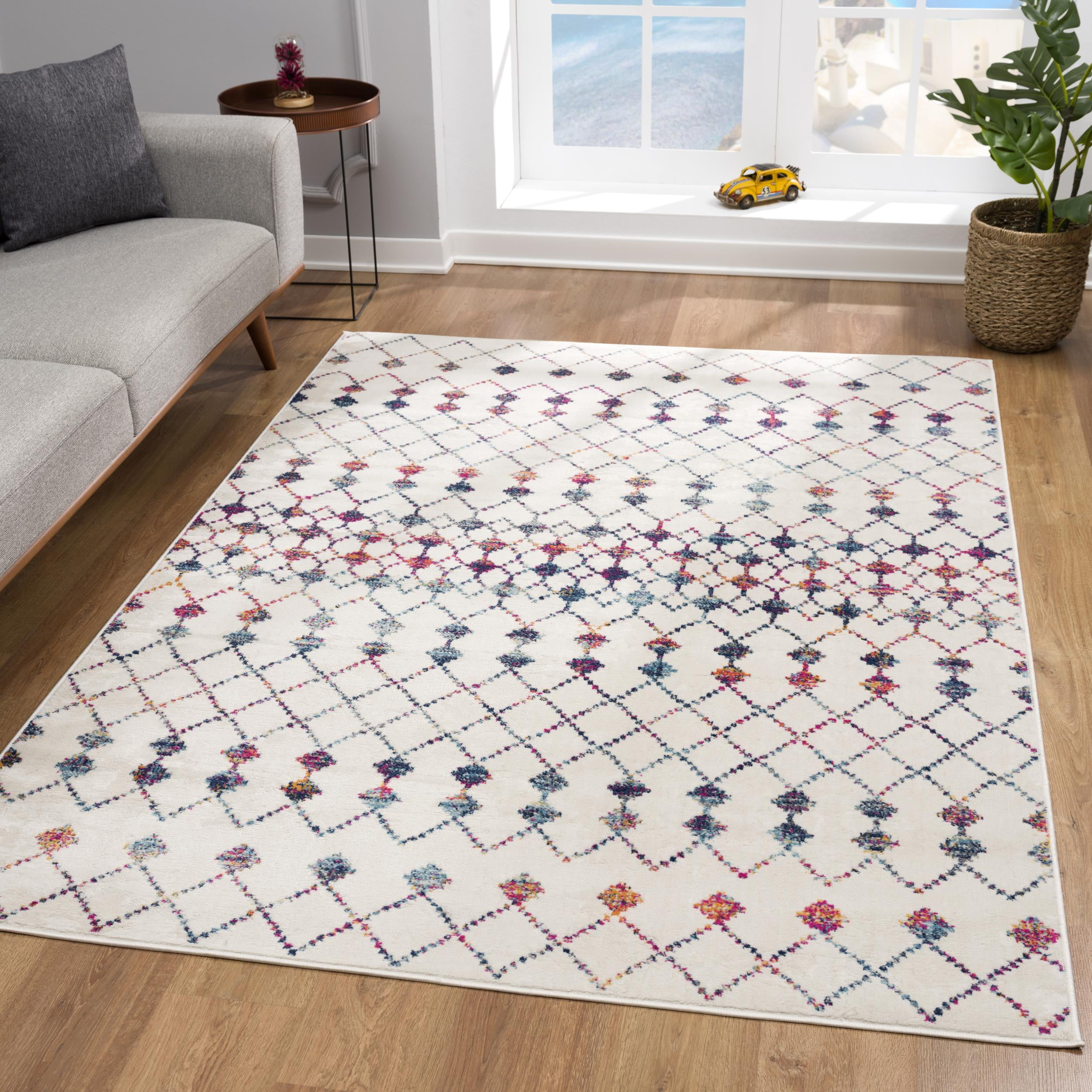 Tapis d'interieur Rug Branch Savannah Boho, beige bleu, moderne - Salon, chambre, salle a manger et cuisine
