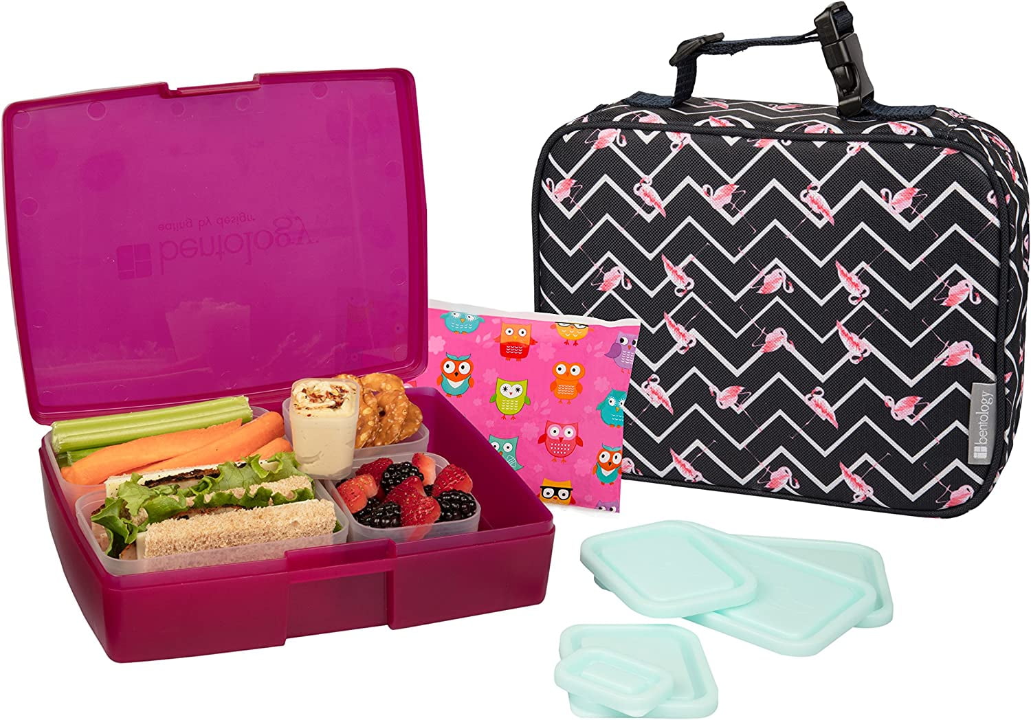 Bentology Lunch Bag and Box Set for Kids Girls Insulated Lunchbox