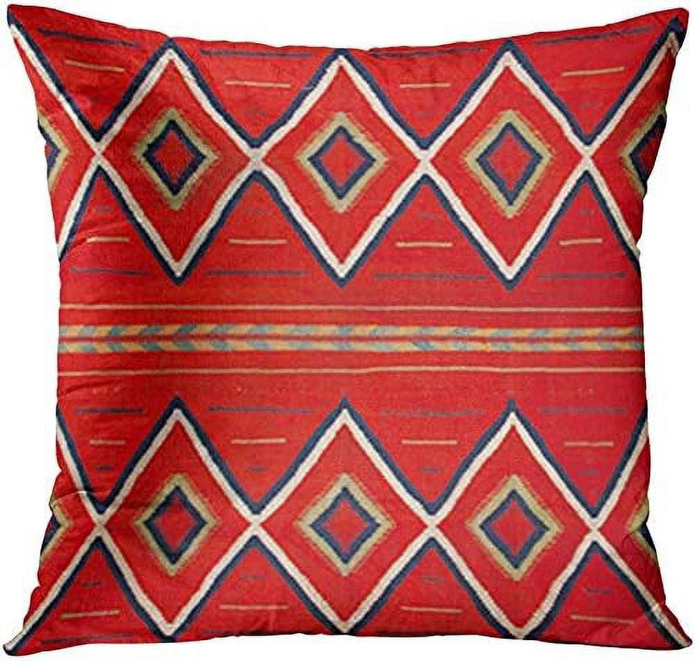 Set of 4 Throw Pillow Covers South Southwest Western Tribal Red Native Home Cultural Geometric Hue Country Decorative Pillow Cases Home Decor Square 16x16 Inches Pillowcases