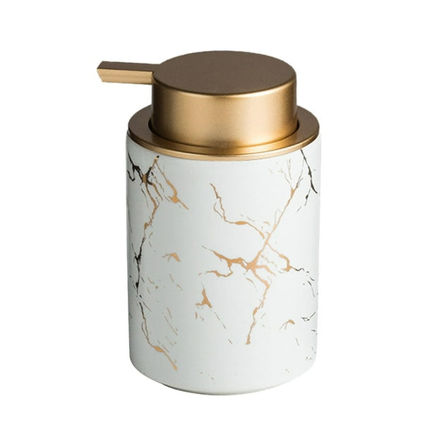 Dispensador de jabón/loción de cerámica con bomba, accesorio de baño. Textura de mármol blanco