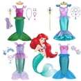 thumbnail image 2 of Disfraz de princesa Disney, sirena, Ariel, para niñas, niños, cosplay, carnaval, fiesta de cumpleaños, ropa de graduación, vestido de verano, 2 of 5