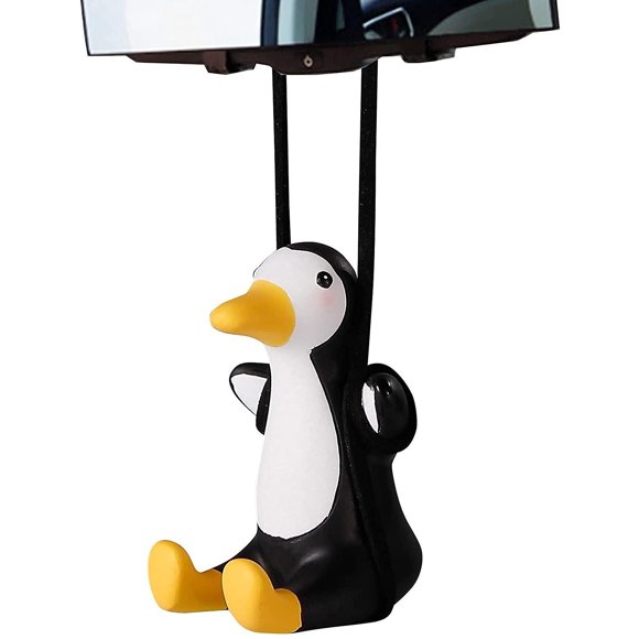 Swinging Duck Rearview Mirrors Car Pendant Interior Hanging Ornament, Black
