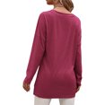 thumbnail image 2 of SHIBEVER Women Long Sleeve Tops T Shirts Casual Loose Fit Tunic Tops Cute Side Slit Top Casual V Neck Tops Winered M, 2 of 3