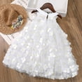 thumbnail image 3 of EnJoCho toddler Flower Dress tops Kids Girls Floral Butterfly Tulle Dress Princess Dresses White Halterneck Clothes Baby Kids Summer Casual Party Dresses 5-6 Years, 3 of 9