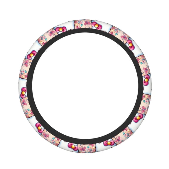 Hello Kitty Elastic Steering Wheel Cover Stylish Neoprene Decorative Car Accessories for Universal Auto