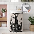 thumbnail image 4 of Halloween Cabinet Curtains 28"W x 35L, Retro Fall Spooky Cats Skulls Bones Bats Branches Under Sink Skirt for Bathroom Vanity Kitchen Self Adhesive, Dust-Proof Privacy Curtain for Closet Shelves, 4 of 9