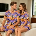 thumbnail image 4 of JULMCOMO Halloween Couples Matching Pajama Sets Pumpkins Print Collared Button Down Holiday Two Piece Sets Cute Printed Comfy Soft Pajamas Purple-Women S, 4 of 7