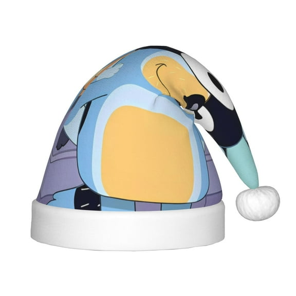 Saiise Bluey Christmas Hat,Santa Hat for Kids & Baby,Xmas Hat,Unisex Velvet Classic Santa Claus Hat for New Year Party