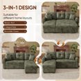 thumbnail image 4 of Muumblus Convertible Pull Out Sofa Bed, L-Shaped Sectional Sleeper Couch with Storage Chaise, Vintage Faux Leather Look, Green Polyester Fabric, 4 of 11