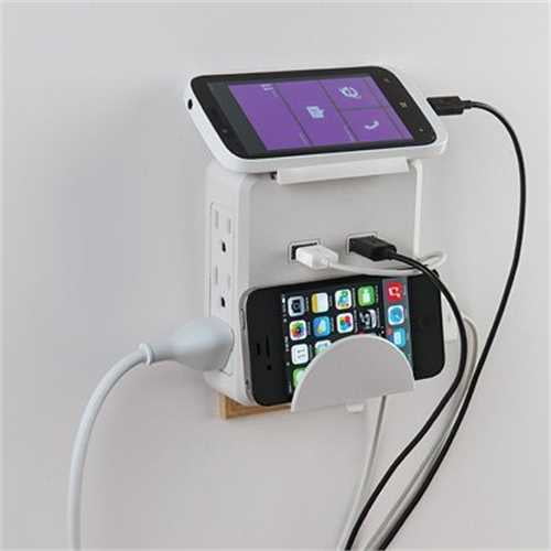 iTek 6Outlet Power Charger with Dual USB Ports and Phone Holder