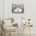 thumbnail image 3 of Fall Thanksgiving Canvas Wall Art Watercolor Pumpkin Floral on Rural Gray Wood Boards Wall Art Autumn Thanksgiving Framed Home Decor for Kitchen Bedroom Living Room Easy to Hang,12x12 Inches, 3 of 5