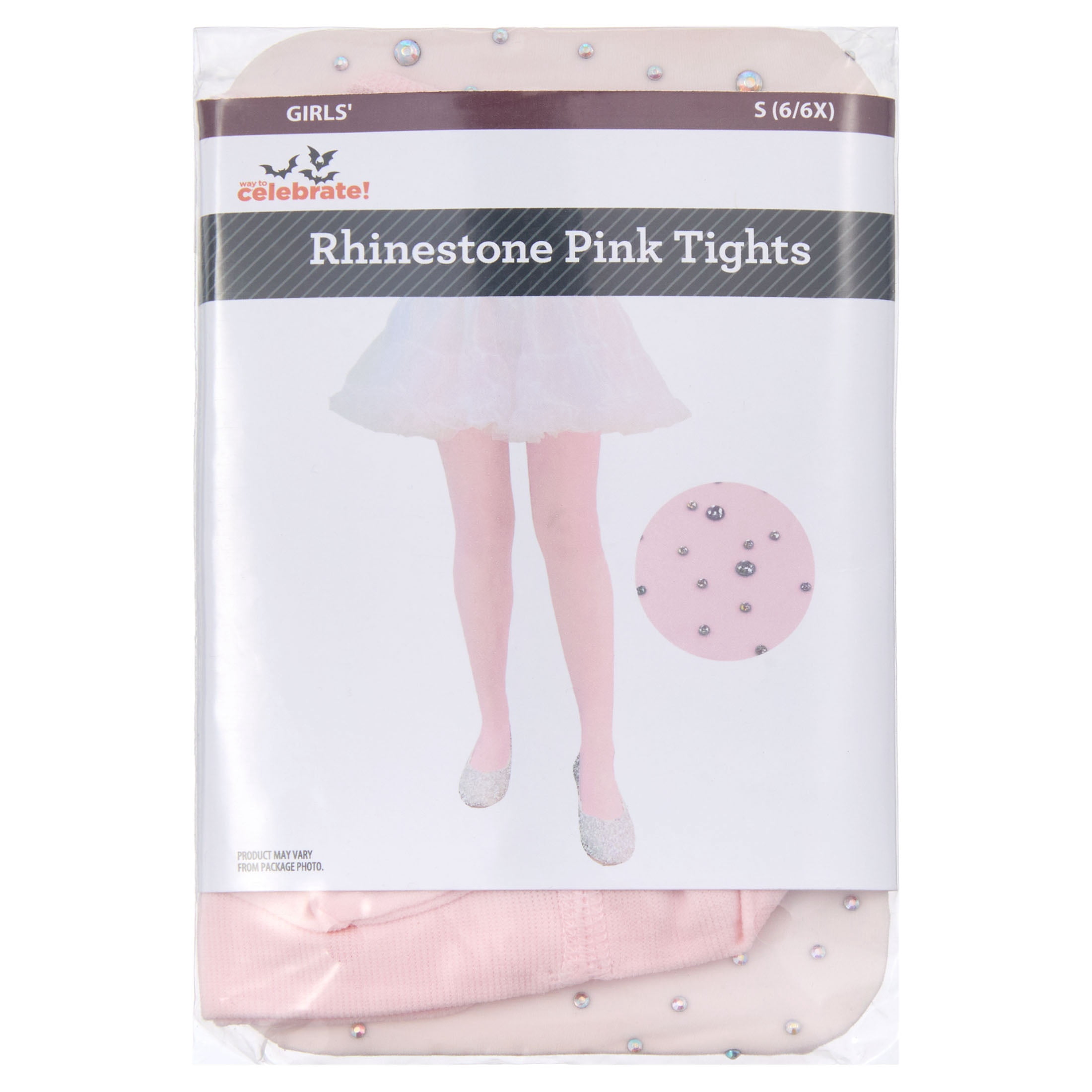 Rhinestone Opaque Tights Costume Accessory for Children, Pink, S (6/6X), Halloween by Way To Celebrate