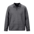 thumbnail image 5 of ZVAVZ Mens Knit Polos Shirts Long Sleeve Textured Collared T-Shirt Solid Loose Fit Vacation Tops Fashion Breathable Beach Tee Shirt Gray M, 5 of 6
