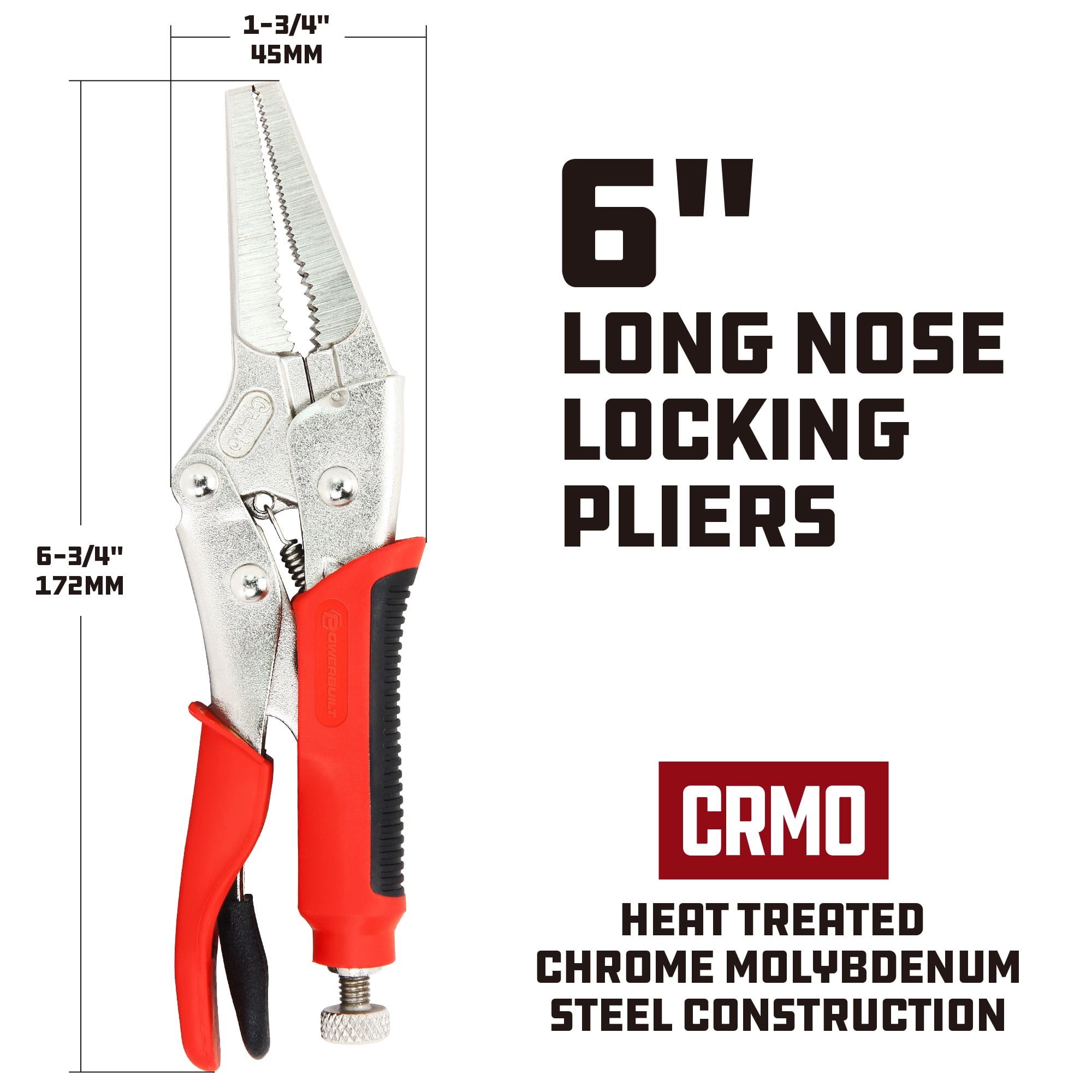 Powerbuilt 6 Inch Long Nose Locking Pliers - 645015