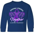 thumbnail image 3 of Inktastic Staying Strong Together Alzheimer's Awareness Purple Ribbon Long Sleeve Youth T-Shirt, 3 of 5