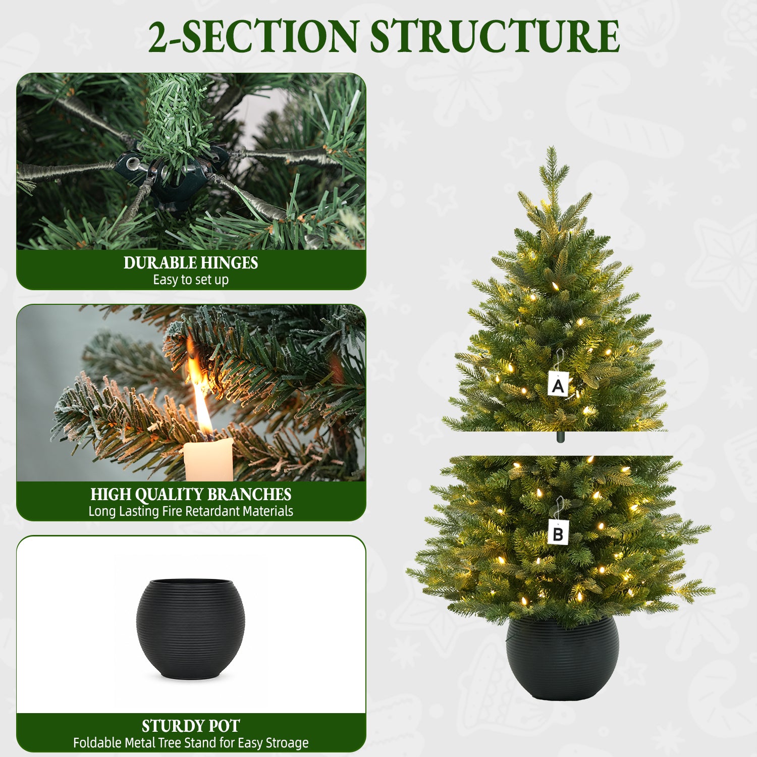 Vivatrees 3ft Pre-Lit Potted Christmas Tree photo 6