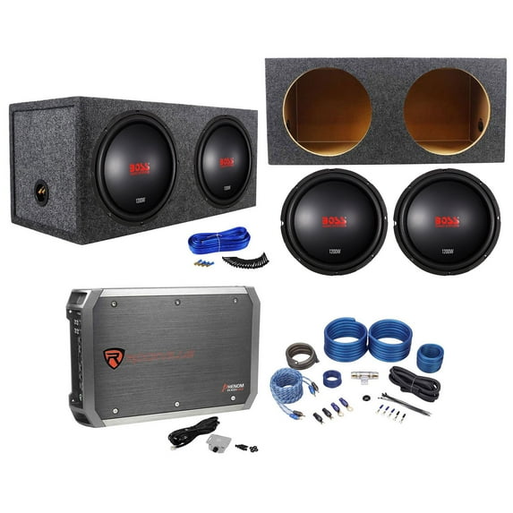 (2) Boss Audio CXX124DVC 12" 2400w Subwoofers+Sealed Box+Mono Amplifier+Amp Kit
