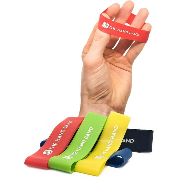 THE HAND BAND  hand exerciser and hand strengthener set - 10 finger resistance bands perfect for extensor training, forearm, hand and finger strength, hand health and injury rehabilitation