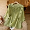 thumbnail image 2 of Camiseta bordada elegante para mujer: blusa clásica informal de cuello redondo, 2 of 3