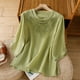 thumbnail image 2 of Camiseta bordada elegante para mujer: blusa clásica informal de cuello redondo, 2 of 3