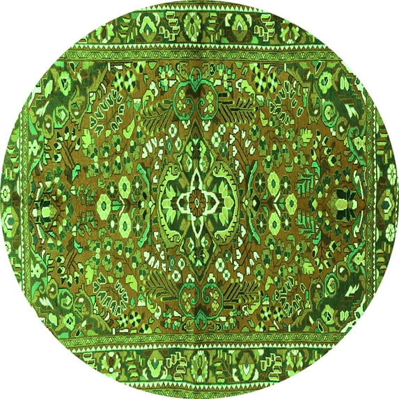 Ahgly Company Indoor Round Persian Green Traditional Area Rugs, 7' Round