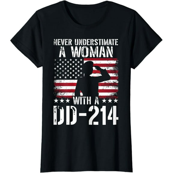 Female Veteran Never Underestimate A Woman With A Dd-214 T-Shirt