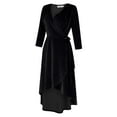 thumbnail image 4 of HA-EMORE Women's Velvet V-Neck Formal Cocktail Party Dress, 4 of 9