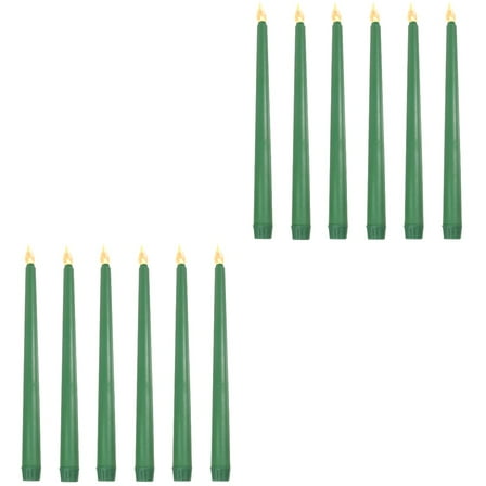 Worgeous 12 Pcs  Flameless Taper Candles Battery Operated Candle Light Fake Candle Lamp Decor