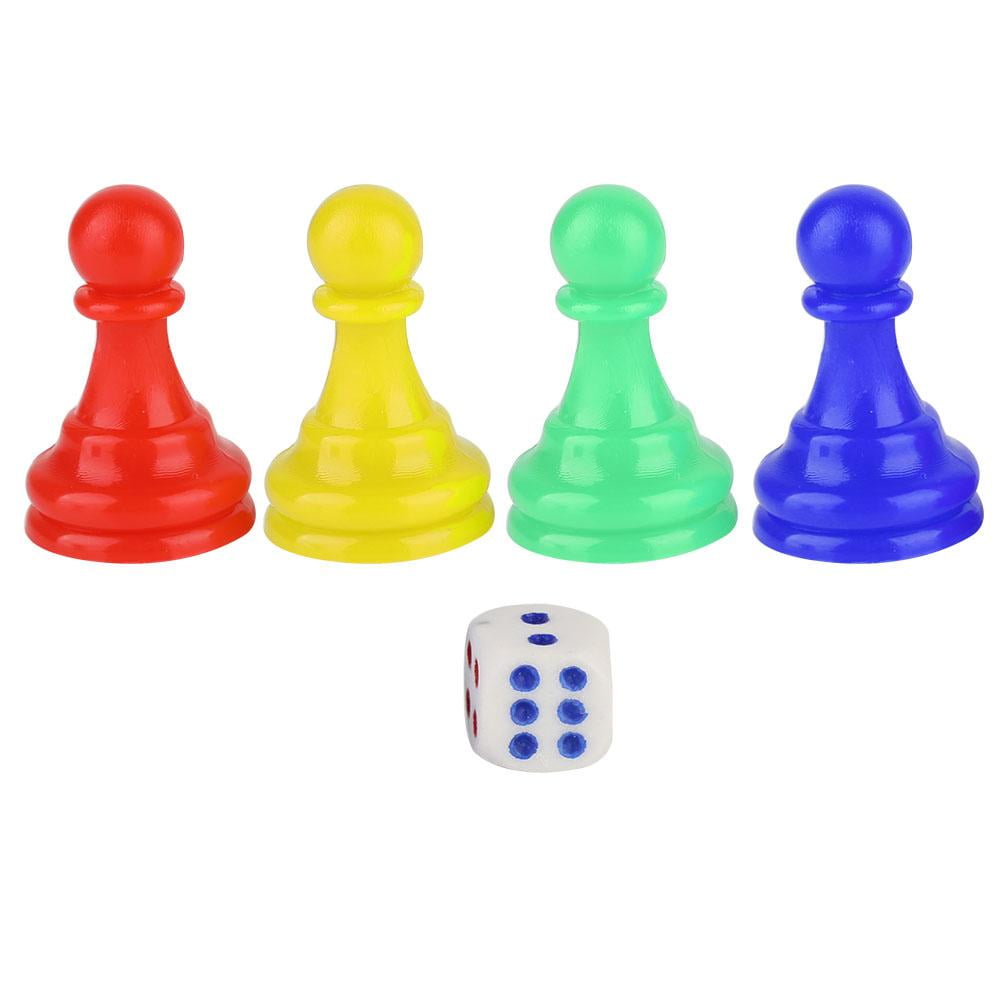 12Pc Colorful Pieces Pawn Chess Plastic Pieces Dice Set for Board Card Games 