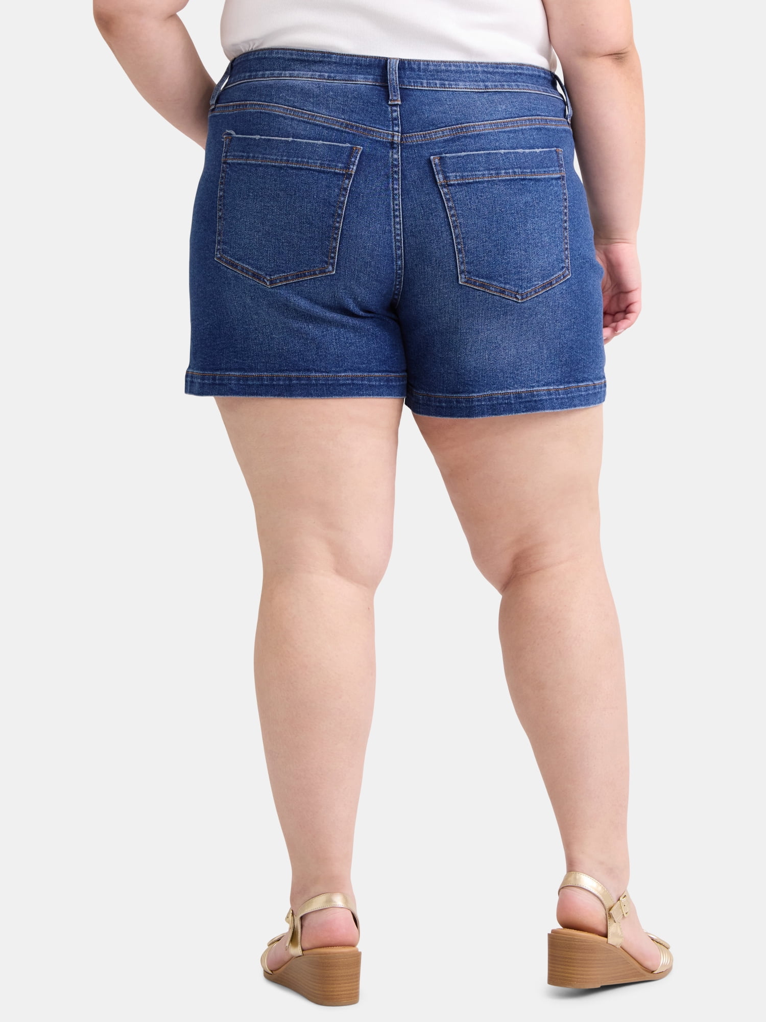 Terra & Sky Women's Plus Size Denim A-line Short, 5" Inseam, Sizes 16W-24W