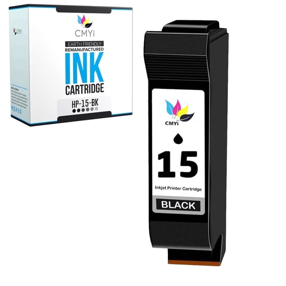 CMYi Black Ink Cartridge Replacement Compatible for 15 - Deskjet, Officejet (1 Black)