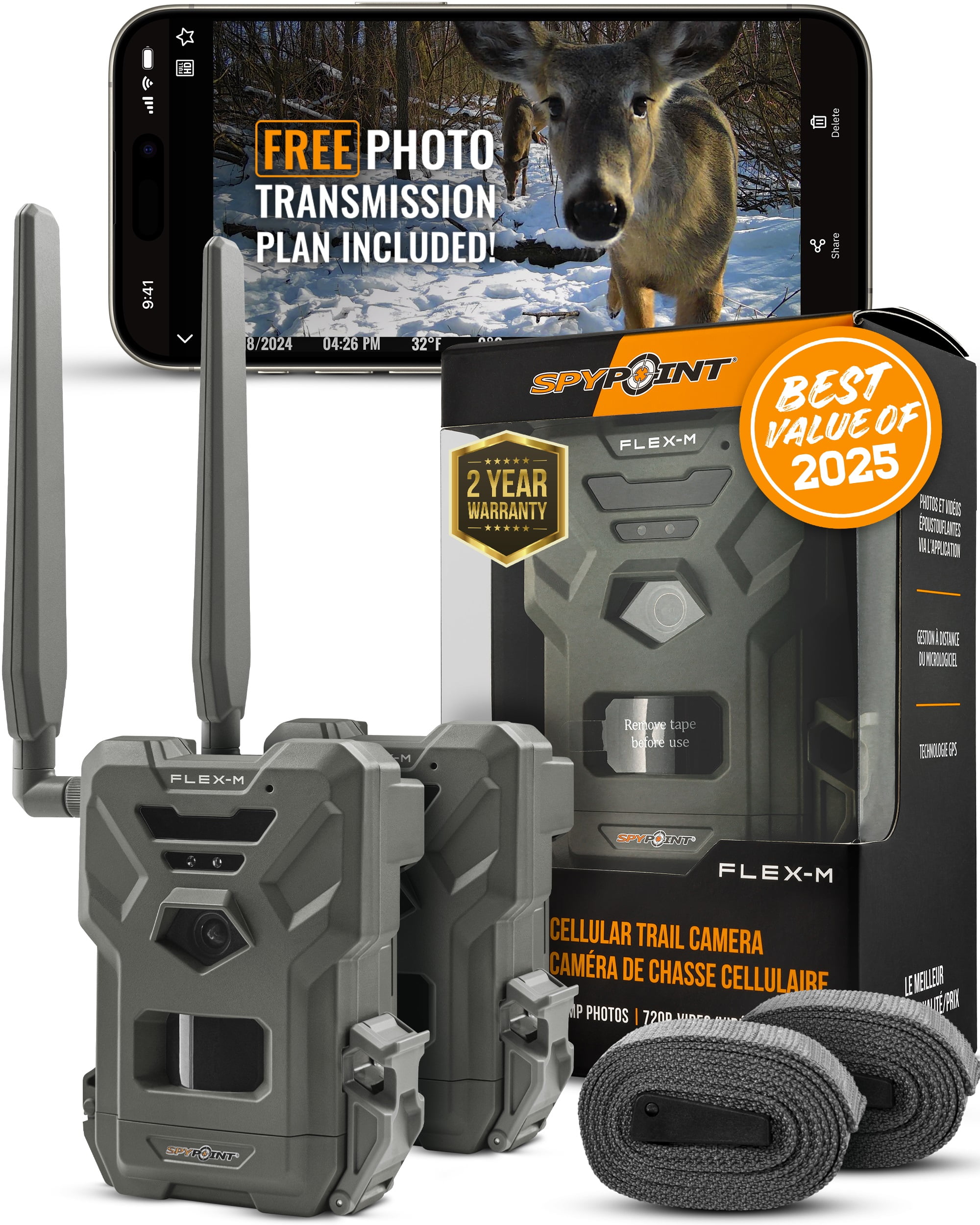 Spypoint FLEX-M Twin Pack Caméras de Trail Cellulaires, Compatibles GPS ...