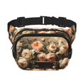 thumbnail image 1 of Fotbe Vintage Peonies Rustic Charm Cangurera Cuadrada con Estampado de Doble Capa, Bolsa de Cintura Ajustable Mini para Hombres y Mujeres, 1 of 9