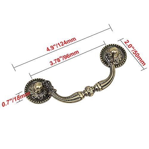Utopia Alley 10pcs Medici Drop Center-to-Center Pull, Antique Brass, 3.78 in. Center- to-Center